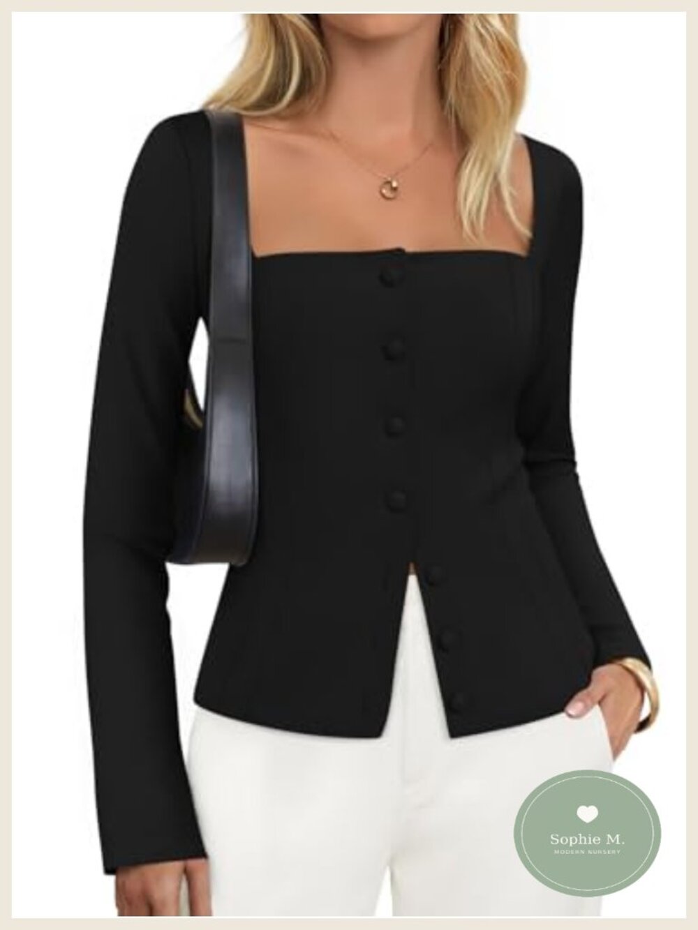 Women's Fitted Blazer Square Neck Short Sleeve Office Casual Suit Jacket